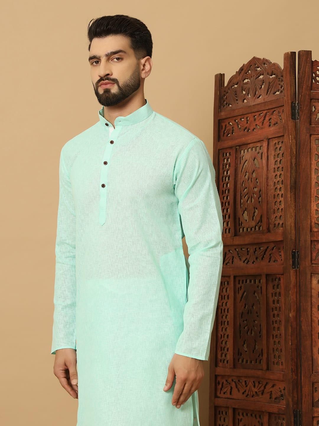 Men's Cotton Solid Kurta Pyajama Set