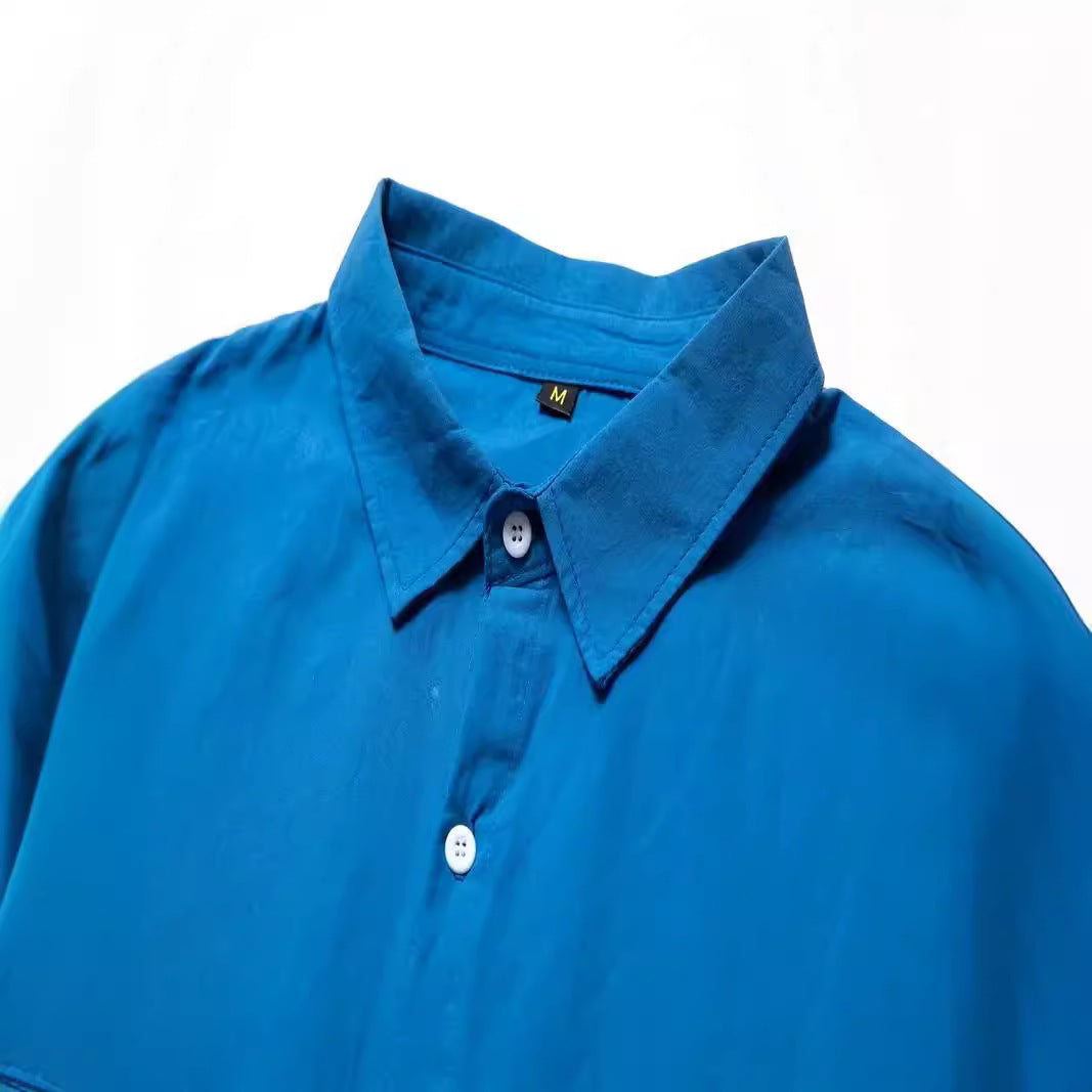 Casual and fashionable cotton and linen slim fit shirt for men