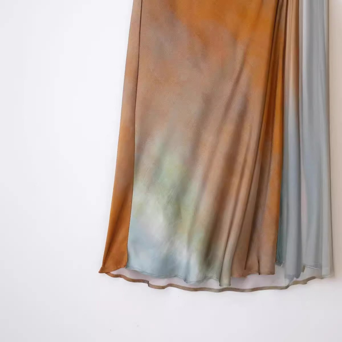 Fashionable Drop Neck Sleeveless Tie Dyed Waist Long Dress for Women