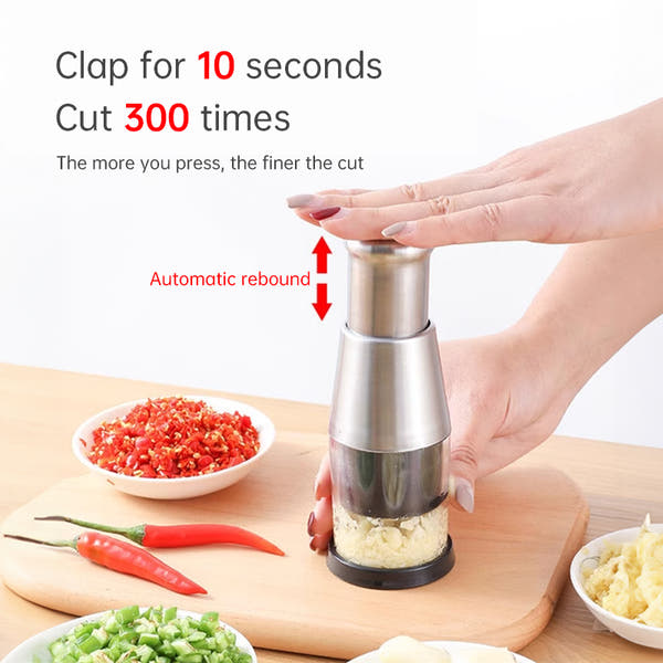 Stainless Steel Manual Kitchen Chopper (for garlic, ginger, herbs, nuts)