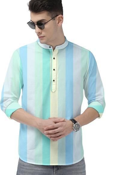 Men's Color Block Spread Collar Casual Shirt