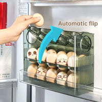 Large-capacity fridge egg storage, portable multi-layer tray, auto-open/close holder