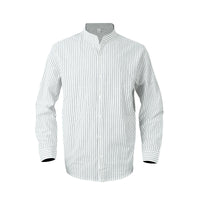 Men's striped stand up collar long sleeved shirt