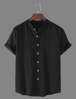 TRYTHIS Cotton Solid Half Sleeves Polo Neck Mens Shirt