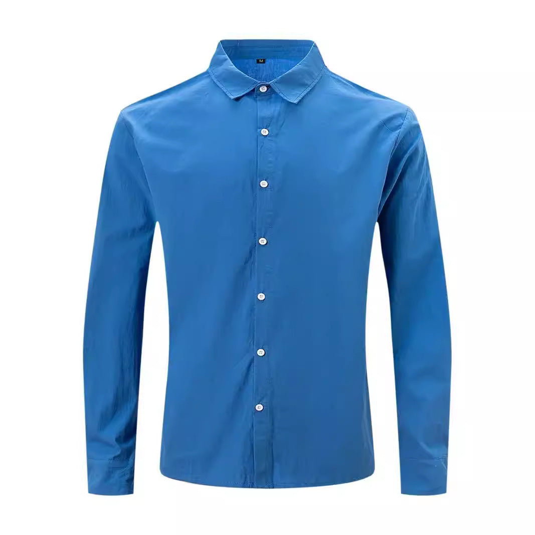 Casual and fashionable cotton and linen slim fit shirt for men
