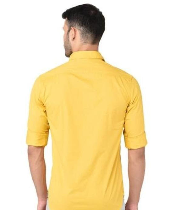 Men's Solid Satin Stylish Casual Shirt Yellow