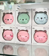 Cartoon Cute Pig LED Lights Mirror Pocket Fan