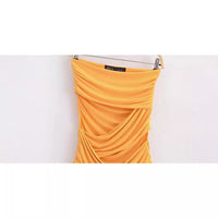 Straight neck off shoulder sexy bag hip opening design nylon dress