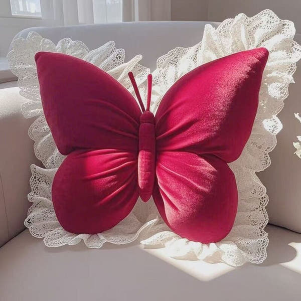 Butterfly Princess Pillow - Office, Living Room, Bedroom (with Bow). Sofa/Car Cushion, New Home Decor