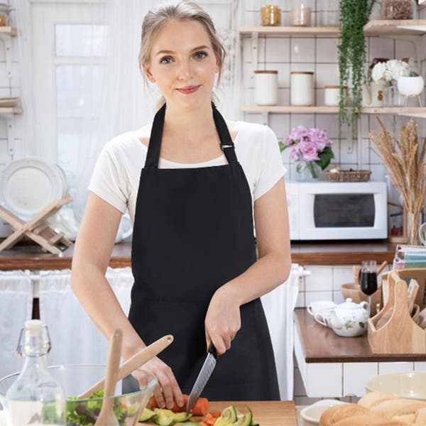 Solid color apron for kitchen and household use waterproof and oil resistant