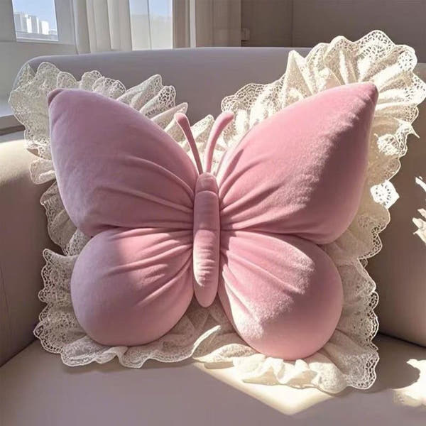 Butterfly Princess Pillow - Office, Living Room, Bedroom (with Bow). Sofa/Car Cushion, New Home Decor