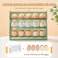 Large-capacity fridge egg storage, portable multi-layer tray, auto-open/close holder