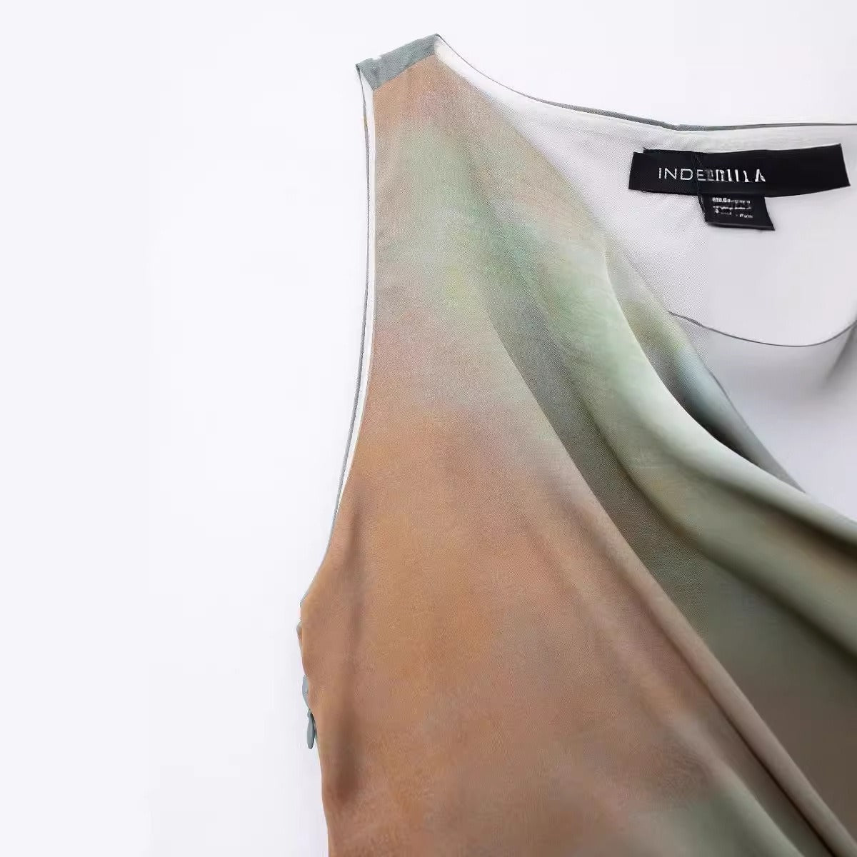 Fashionable Drop Neck Sleeveless Tie Dyed Waist Long Dress for Women