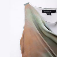 Fashionable Drop Neck Sleeveless Tie Dyed Waist Long Dress for Women