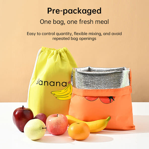Insulated bag for keeping fresh: reusable storage organizer for bananas, lettuce and vegetables (drawstring closure)