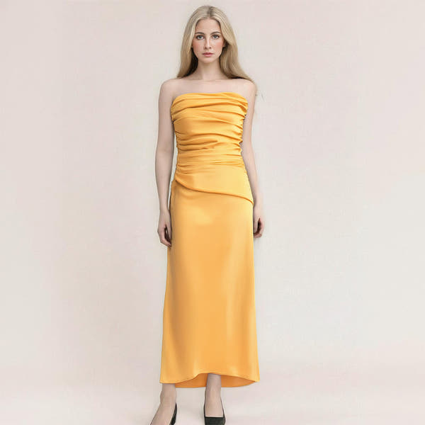 Straight neck off shoulder sexy bag hip opening design nylon dress