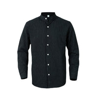 Men's striped stand up collar long sleeved shirt