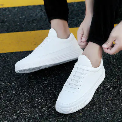 Casual Korean Style White Sneakers for Men