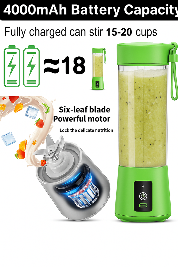 Keiby Citom Portable Electric Nail Drill J-u-!-c-e-r 380ML USB Rechargeable Blender Heavy Duty Juicer, 6 Blades, Mini Handheld Fruit Hand Mixer for Home & Outdoor Use