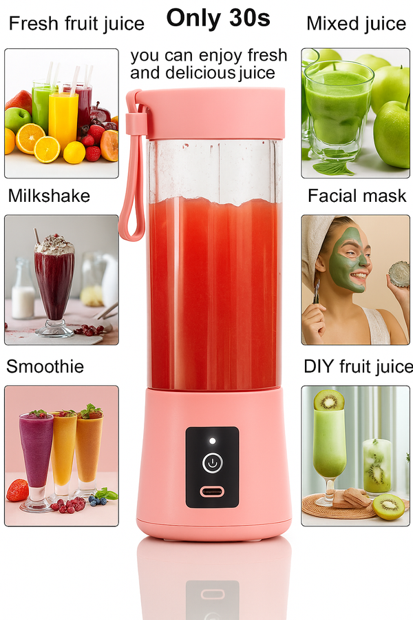 Keiby Citom Portable Electric Nail Drill J-u-!-c-e-r 380ML USB Rechargeable Blender Heavy Duty Juicer, 6 Blades, Mini Handheld Fruit Hand Mixer for Home & Outdoor Use