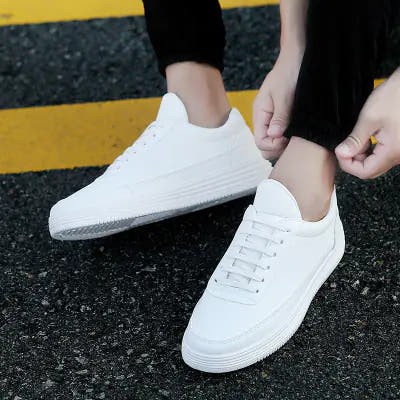 Casual Korean Style White Sneakers for Men