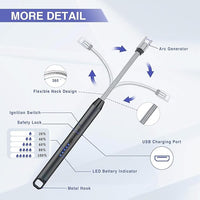 BELOXY USB Plasma Rechargeable Electric Gas Lighter for Kitchen, Pooja Room, Candles, BBQ, Multi Purpose - 360 Degree Flexible & Windproof (Multi, Pack of 1)-Single Unit | USB Plasma Type | NOT Gas