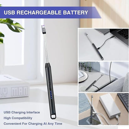 BELOXY USB Plasma Rechargeable Electric Gas Lighter for Kitchen, Pooja Room, Candles, BBQ, Multi Purpose - 360 Degree Flexible & Windproof (Multi, Pack of 1)-Single Unit | USB Plasma Type | NOT Gas