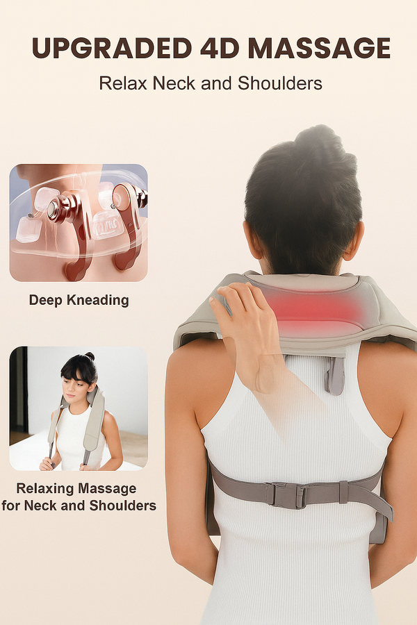 SELLASTIC Neck Back Shoulder Massager for Pain Relief Deep Tissue 5D Kneading Shiatsu Roller Massage Machine for Body Aches Pains with Infrared Heat Therapy for Body Relax, Neck Cervical, Muscles, Waist, Calf, Legs