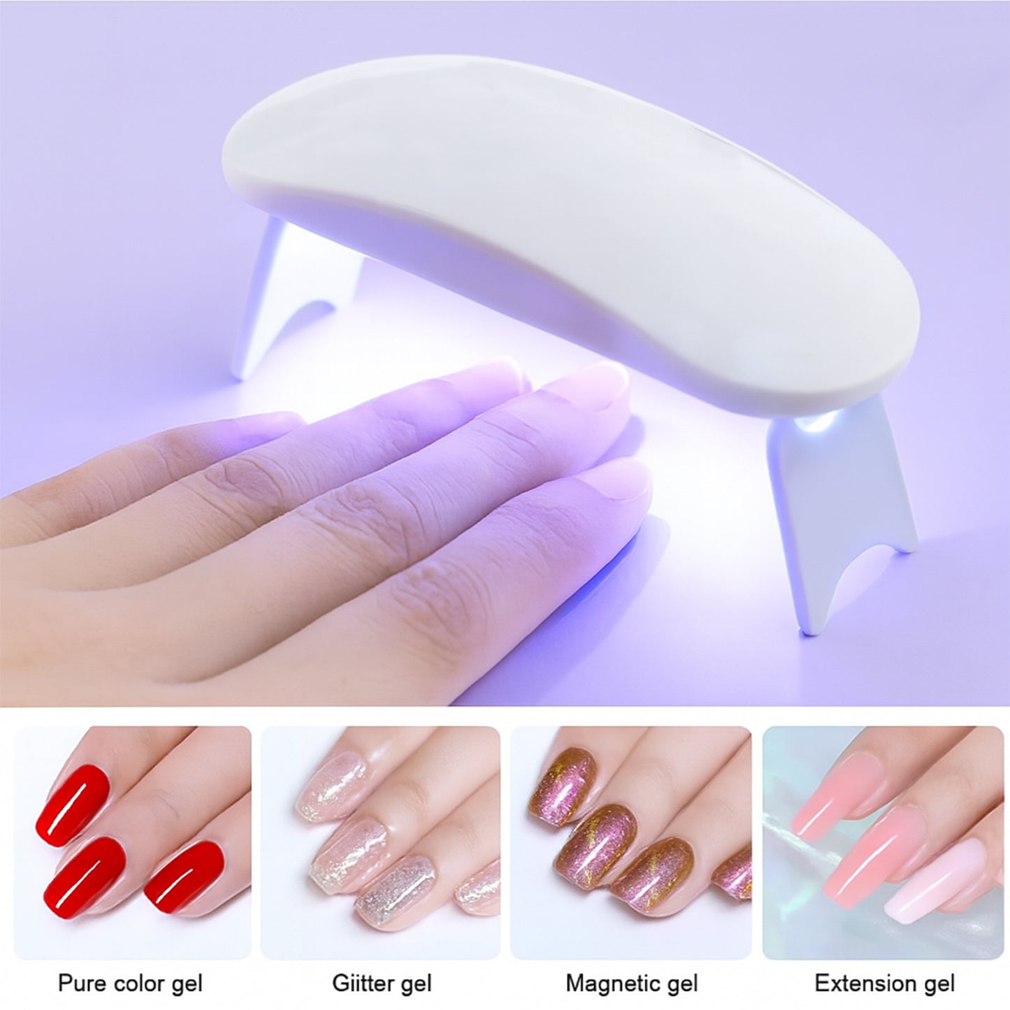 Mini Portable Uv Led Nail Lamp For Gel Nail Polish Curing (1 Pc)