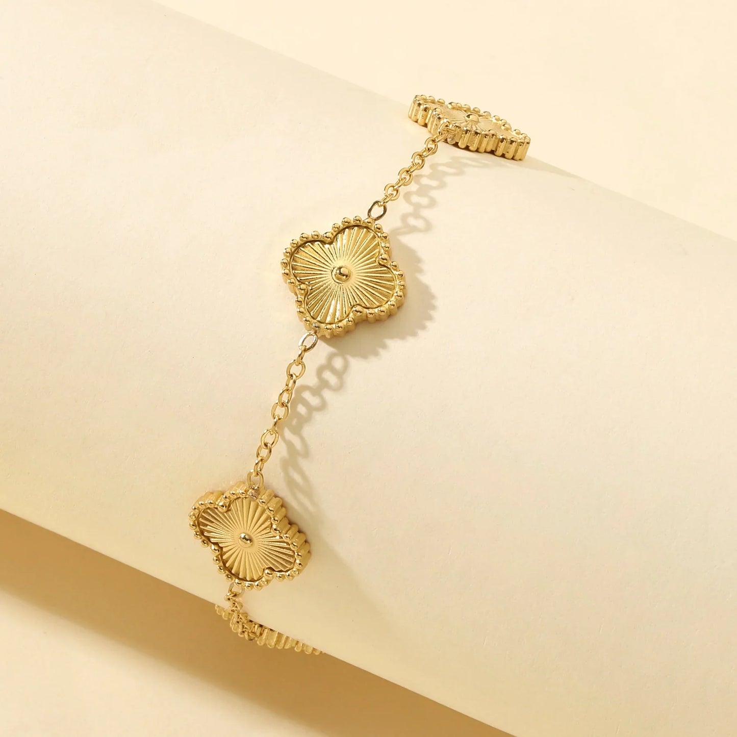 Golden Clover Flower Bracelet