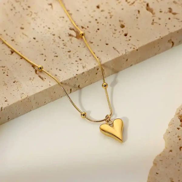 Heart Ball Pendant Necklace – Dainty Love Charm Jewelry Gift
