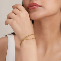 Triple Layer Gold Chain Bracelet with Beads | Elegant Women’s Jewelry