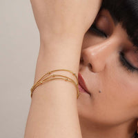 Triple Layer Gold Chain Bracelet with Beads | Elegant Women’s Jewelry