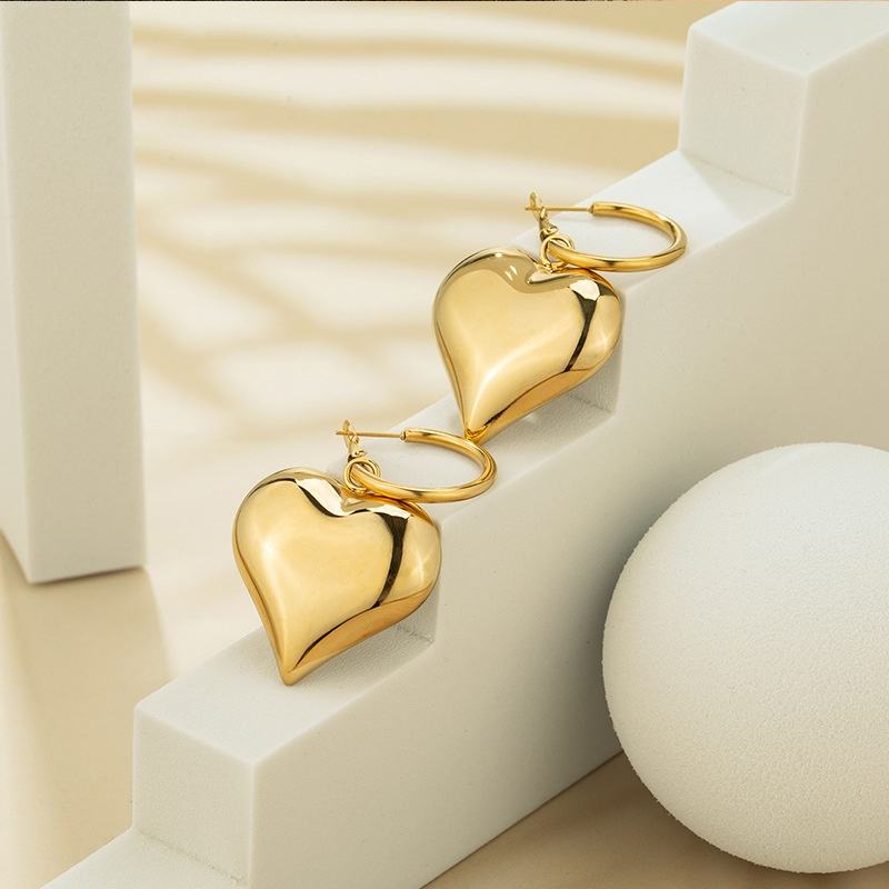 Chunky Heart Hoop Earrings