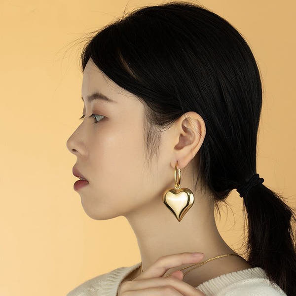 Chunky Heart Hoop Earrings