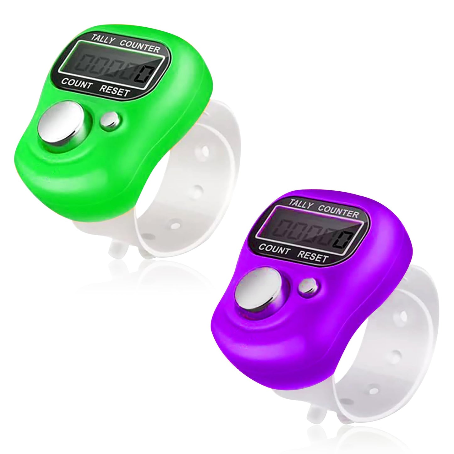 Kraftobotic 3-Piece Digital Finger Tally Counter � LED Display, Click Counter with Reset Button for Chanting, Tasbeeh, Exercise, Stitching & More | Multi-Color