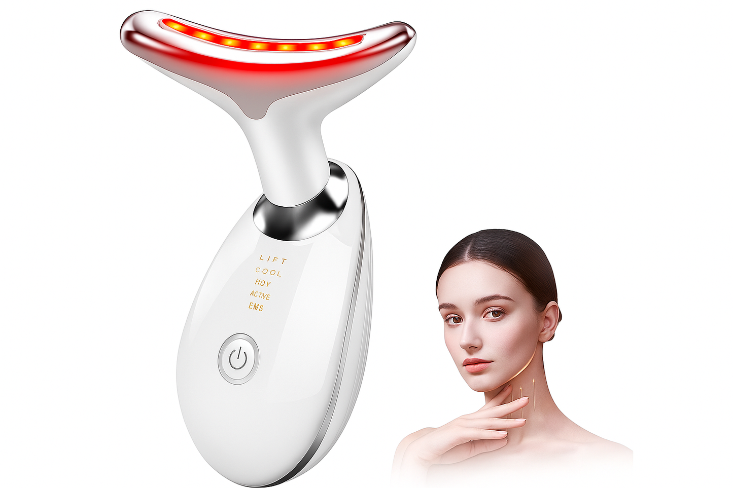 Wrinkle Remover Face Massager Slimming and Uplift Wand - Eye, Face, Neck Massage Roller, Double Chin Reducer, Skin Tightening Facial Toning for Smooth Glowing Skin (7 in 1 LED, Multicolor)