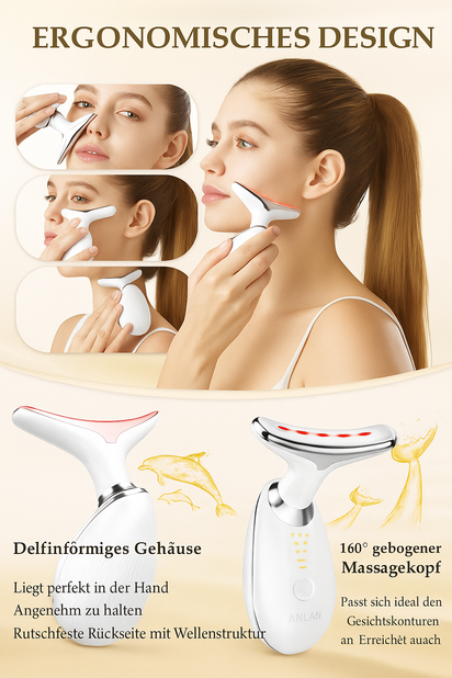 Wrinkle Remover Face Massager Slimming and Uplift Wand - Eye, Face, Neck Massage Roller, Double Chin Reducer, Skin Tightening Facial Toning for Smooth Glowing Skin (7 in 1 LED, Multicolor)