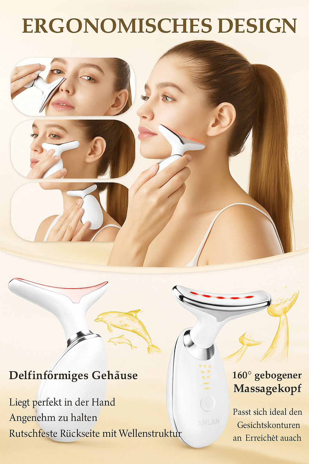 Wrinkle Remover Face Massager Slimming and Uplift Wand - Eye, Face, Neck Massage Roller, Double Chin Reducer, Skin Tightening Facial Toning for Smooth Glowing Skin (7 in 1 LED, Multicolor)